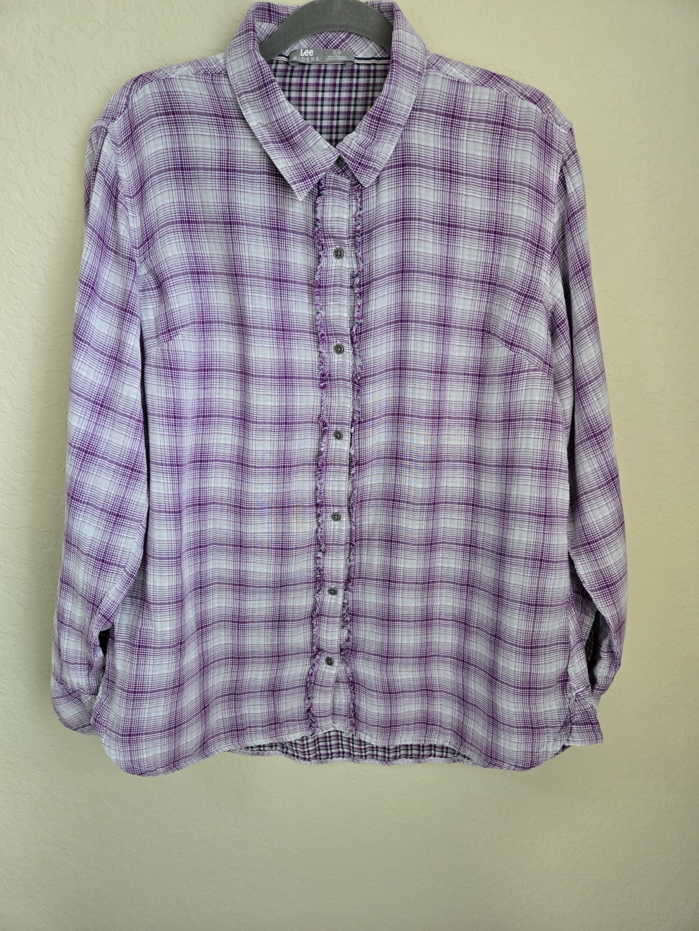 Lee Riders Women's Purple Plaid Button-Front Shirt